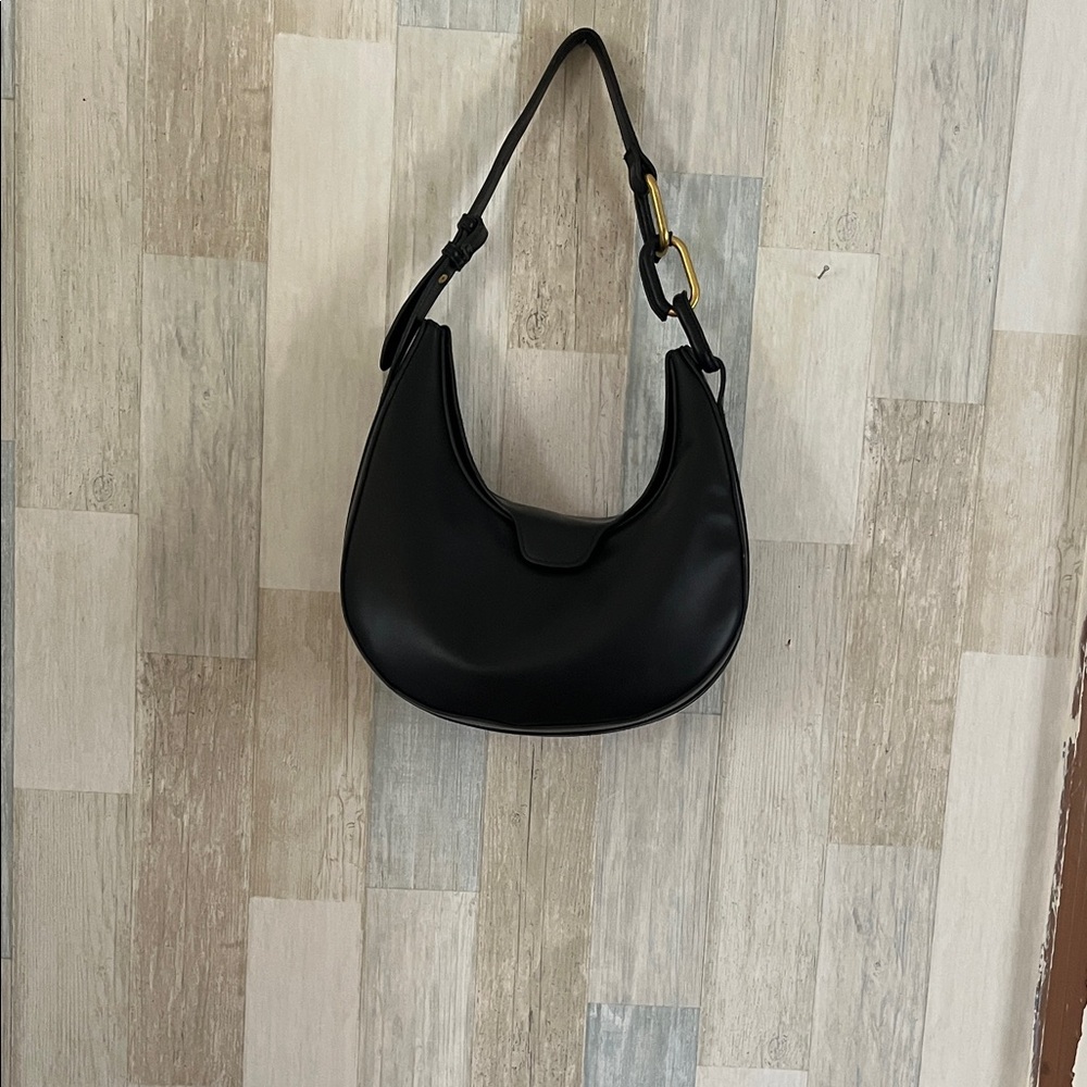 Madison West Sleek Black Hobo Bag